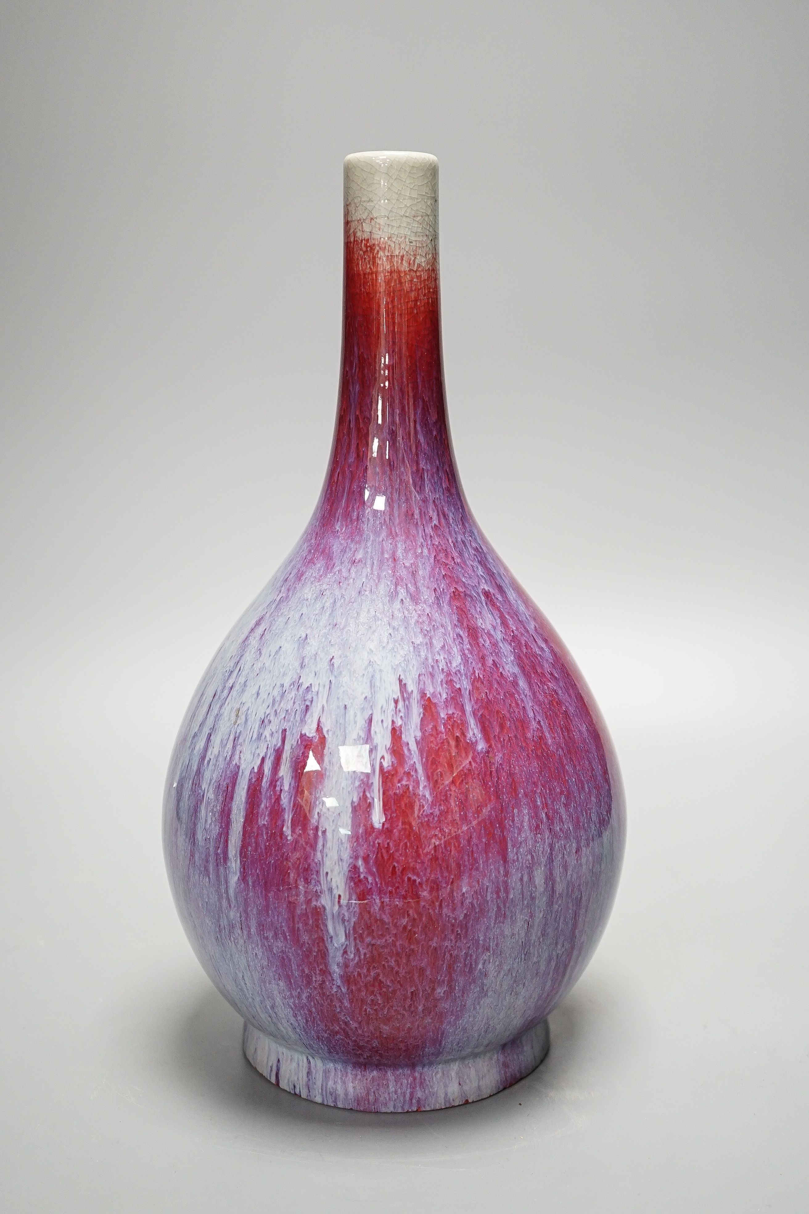 A Chinese flambe glazed bottle vase, height 30cm